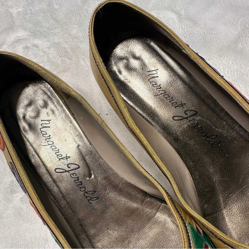 Margaret Jerrold Vintage 80s Leather Flats Aztec Southwestern Print Womens 6.5